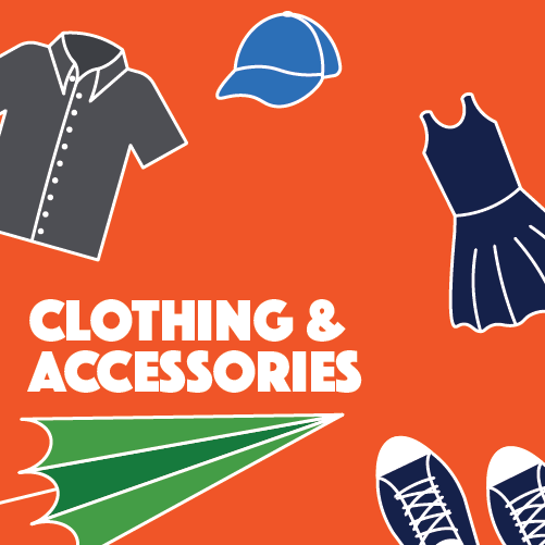 Tax free clothing and accessories button linked to a PDF list