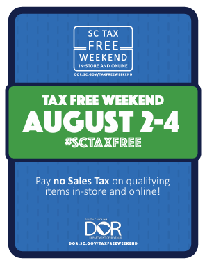 flyer displaying Tax Free Weekend details 